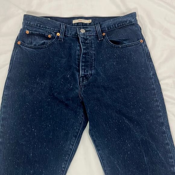 Levi’s Premium Navy Blue Wedgie Fit Speckled Basic Button Fly Casual Size 30 - Picture 3 of 10